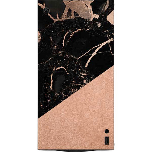 Black and Rose Gold Marble Split XBox Series X Digital Edition Console Skin